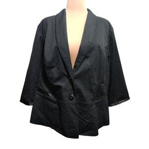 Vintage Z Cavaricci Size 3X Y2K Black Pinstripe Tuxedo Blazer Plus Size Peplum